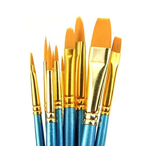 MoonLi Künstler Pinsel Set Öl Nylonhaar -Pinsel für Acryl und Ölmalerei 10 Stück (Blau) - 2
