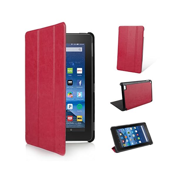 2015 New Fire 7 Fall Tasche -SOONHUA Premium-Leder-Folio-Standplatz-Fall-Schlag-Abdeckung für Amazon New Fire 7 '' Tablet (7-Zoll-Tablet, 5. Generation - 2015 Modell)