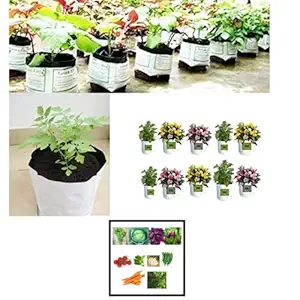 Elamgreen Grow Bags for Plants (Pack of 5) (20X20X35 cm) Get Vegetable Seeds for Gardening