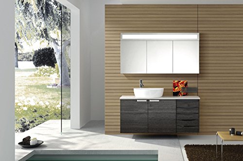 Eurosan Paris, P120, 3-türiger Spiegelschrank, Superflache, Integrierte LED-Frontbeleuchtung, Breite 120 cm, Weiß - 6