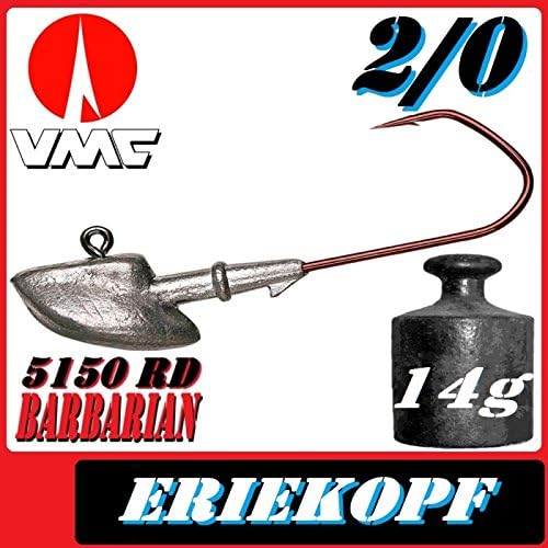 VMC Jig Head Hooks Jig Head Erie Head 2/0 14g Jig Hooks VMC Barbarian 5150 RD/in Set of 5