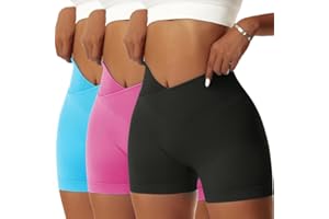 Litthing Pantaloncini Palestra Donna, Vita Alta Sportivi Shorts V Cross Scrunch Butt Push Up Yoga Opachi Leggins Corti per Yoga Allenamento Gym Fitness