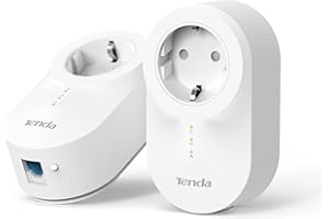 ‎TENDA Tenda PH6 Powerline Adapter KIT, AV1000 Gigabit gniazdko WLAN Internet (2 sztuki, 1000 Mbit/s, Homeplug AV2, tryb oszczędzania energii, Plug & Play, idealne do aparatu, IPTV, Xbox), biały