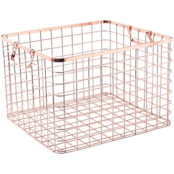 Womdee Aufbewahrungskorb aus Draht-Metall, Satin Nickel, Organizer für