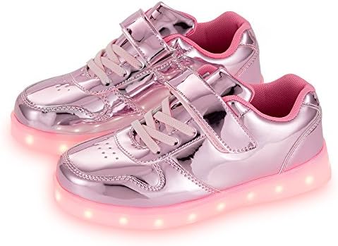 QOUJEILY Girls Light up Shoes Solid Color Slip Resistant Charging 10 UK Child Pink