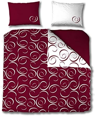 CURLS Duvet Cover Set - Single Bed linen 100% Egyptian cotton, Duvet cover, Quilt cover Reversible with pillow case. Black White or Burgundy White or Cappuchino White The size for a single bed is 140x220cm, Queen size is 200x220cm and King size is 240x220cm.