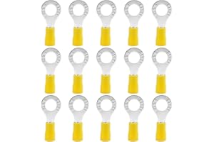Hocansen 50 Pezzi Terminale Connettori ad Anello M8 Ring Crimp Connettori Elettrici a Occhiello Anello Crimpatrice Crimp Terminale Set per Fili (PR8/Yellow)