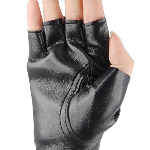 TOOGOO(R) LEDER AUSSEHEN fingerlose Handschuhe SOUMONCES - 4