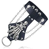 Material: Kunstleder, Metall EROSPA® Ketten-Handschmuck / Armband - Skeleton Knochen Hand Totenkopf Skelett - Gothic Punk Rock - schwarz / Silber - Unisex