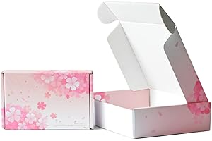 STRBOXONG Boîtes d'expédition en carton ondulé à motifs Boîtes cadeaux avec couvercles pour cadeaux 150×100×40mm Petites boîtes postales pour colis postaux d'affaires ou d'emballage de cadeaux 10 pièces(Sakura)