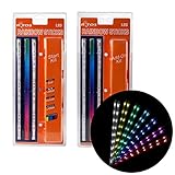 4 LED Leuchtstäbe mit Schalter für die Einstellung der Lichtmodi (Auswahl: Standlicht in den Farben Rot, Grün, Blau, Cyan, Pink, Gelb und Weiss; Farbwechselmodus, Farbverlaufmodus)