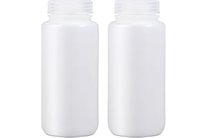 UMETASS Kunststoff-Flasche mit breiter Öffnung, Labor-Reagenzflasche, Versiegelt, Auslaufsicher, Durchscheinend, HDPE-Flasche für Pillenflaschen, Wasserprobenflaschen (2 Stück, 500ml)