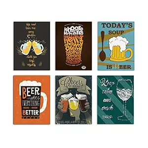 Whisky Painting/Posters for Room Decoration, Set of 6 Art Prints/Posters for Bar by Painting Mantra (6 Unit, 12 x 16 Inches)