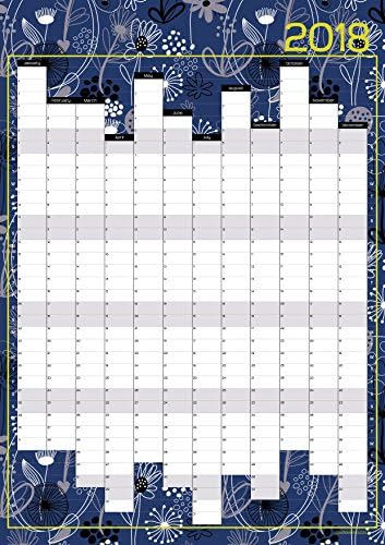 A2 Year Wall Planner / Wall Calendar 2018 - Doodle Flower