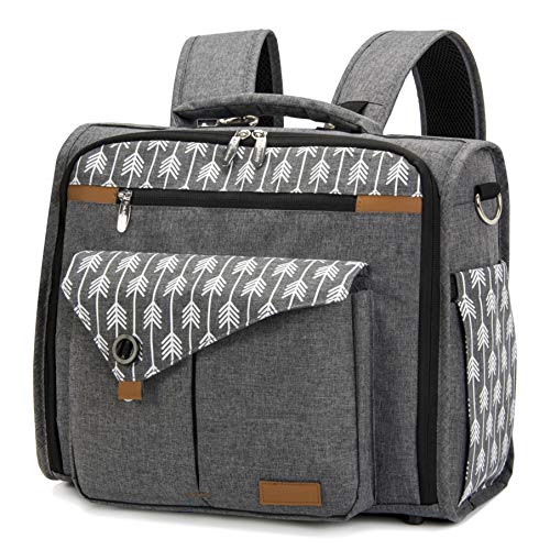 Preisvergleich Produktbild Baby Wickelrucksack Wickeltasche Große Kapazität Babytasche Reiserucksack für Unterwegs (Grau)