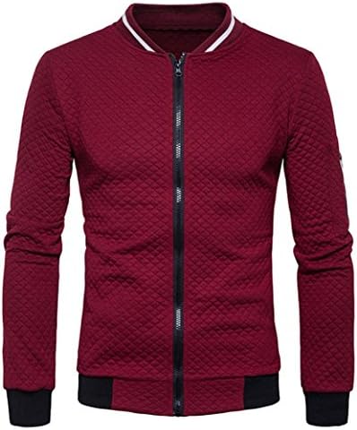 Jacket Coat Mens, DoraMe Zipper Sweatshirt Tops Long Sleeve Plaid Cardigan Jacket Coat Outwear (XL, Wind Red)