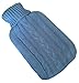 KNITTED LARGE HOT WATER BOTTLE WITH BEAUTIFUL COVER - 4 DIFFERENT COLOURS (Blue)