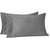 Amazon Basics Deluxe Pillow Case, 100% Cotton Sateen 400 Thread Count, Extra Soft, 50 x 80 cm, Dark Grey