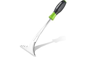 WORKPRO 32 cm Weed Remover Tool with Ergonomic Handle, Serrated Edge Weed Puller for Narrow Spaces, Weeding Tool with Sharp Scraper, Stainless Steel Garden Weeder for Moss and Weed