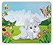 Produktbild WYICPLO Kids Mouse Pad, Rabbit on The Grass with Bee and Butterfly Birds Flowers Children Cartoon Fun Design, Standard Size Rectangle Non-Slip Rubber Mousepad, Multicolor