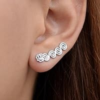 Paar unähnliche spirale antiken griechischen Ohrringe, Sterling Silber 925 ohrklemme, handgemachte Ohrmanschetten für Damen von Emmanuela