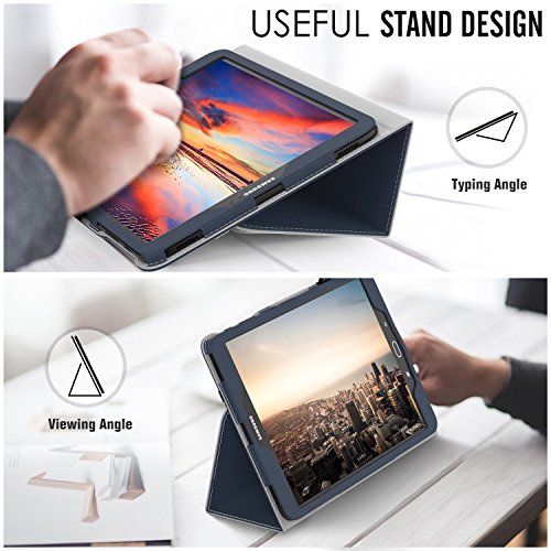 MoKo Samsung Galaxy Tab S3 9.7 Hülle – PU Leder Ständer Schutzhülle Smart Case Cover mit Stift-Schleife / Standfunktion und Auto Sleep / Wake Up Funktion für Samsung Galaxy Tab S3 9.7 Zoll (2017) SM-T820 / T825 Tablet, Marineblau - 4