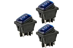 ETOPARS 3 Stück 12V 20A Kippschalter Auto KFZ Wippschalter Blau Beleuchtet Nebel Licht EIN/AUS/EIN Momentaner Schalter Druckschalter Taste Wasserdicht 6 Polig DPDT Boot