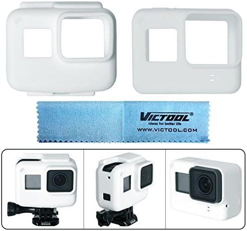 Victool® Silicone Case for Gopro Hero 5 Black Frame Silicone Protective Case + GoPro Hero5 Camera Silicone Case Shell for GoPro Hero 5 + Super Micro-Fiber Lens Cloth - White