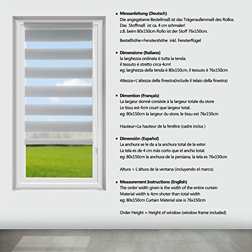 OUBO Doppelrollo Klemmfix Duo Rollo ohne Bohren – (BxH) 70 x 150 cm Grau – Seitenzugrollo mit Klemmträger für Fenster / Tür - 5