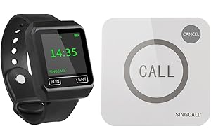 ‎SINGCALL SINGCALL WLAN-Calling System, Call System, für Kino, Beauty Salon, Wireless Hotel Service System, 1 Stück Pager und 1 Armbanduhr