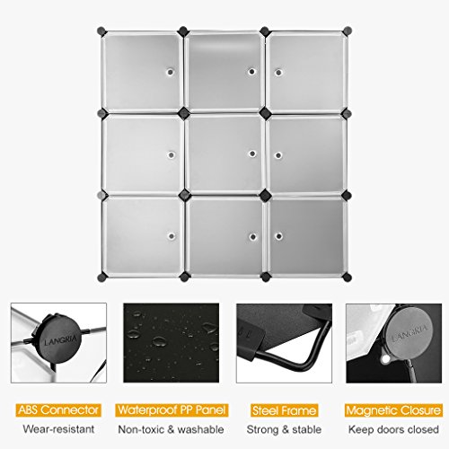 LANGRIA Stufenregal 9-Kubus Regalsystem Lagerregal Kleiderschrank Garderobenschrank für Kleidung, Schuhe, Spielzeug und Bücher - 5
