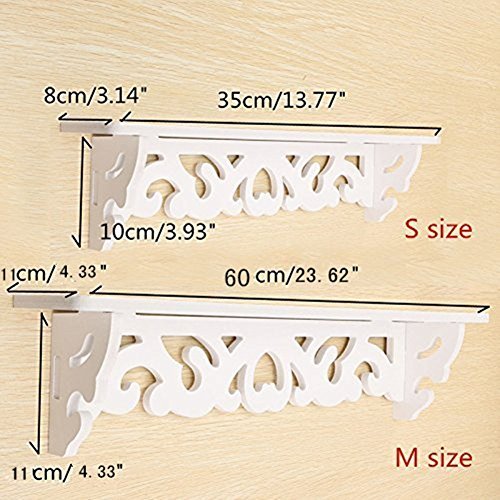 Yosoo Estanter  as de madera blanca elegante lamentable de filigrana del estilo El dise  o cortado estante de la pared  Pastoral tallado hueco de la pared decorativos Montada de unidades flotantes de estantes de la pared de visualizaci  n  S M 