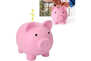 IWILCS Plastic Pig Money Bank, Cute Piggy Bank, Pig Money Box Coin Bank Piggy Bank Toys for Girls Boys Toddlers Kids Adults (Pink, L)