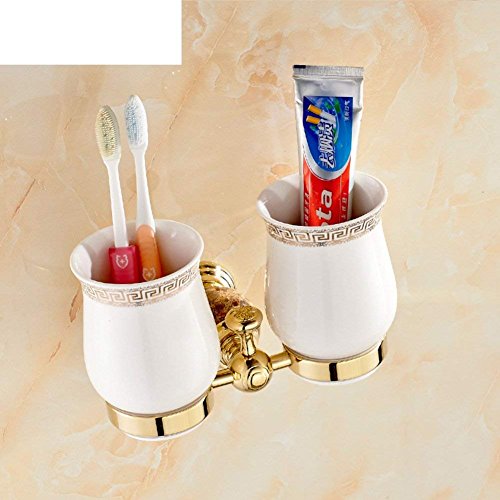 Preisvergleich Produktbild NAERFB Kupfer Zahnbürstenhalter / Dual Becherhalter Bad Hardware Zahnbürste Mundspülung - E