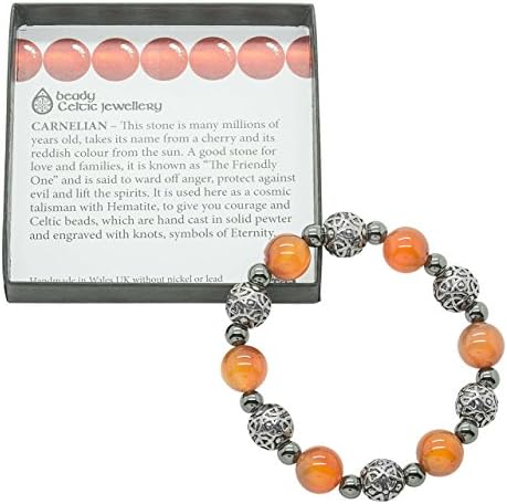 Big Beady Celtic bracelet with real Carnelian gembeads