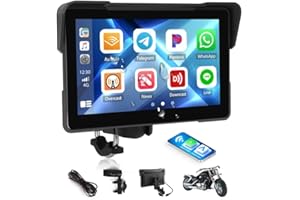 CAMECHO 2025 Moto Wireless CarPlay y Android Auto Inalámbrico, Pantalla carplay Moto 7" HD IP68 Impermeablepara Motocicletas con navegación/Bluetooth/EQ/Mirrorlink