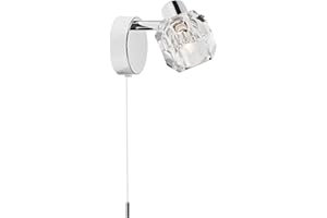 Happy Homewares Modern Polished Chrome Wall Light with Chunky Ice Cube Shade