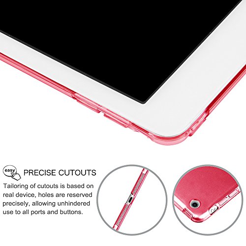 Fintie iPad 9.7 Zoll 2017 Hülle – Ultra Slim Superleicht Schutzhülle mit Lichtdurchlässig Rückseite Abdeckung Smart Cover Case Tasche mit Auto Schlaf / Wach und Standfunktion für Apple iPad 2017 Neue Modell, Rot - 6