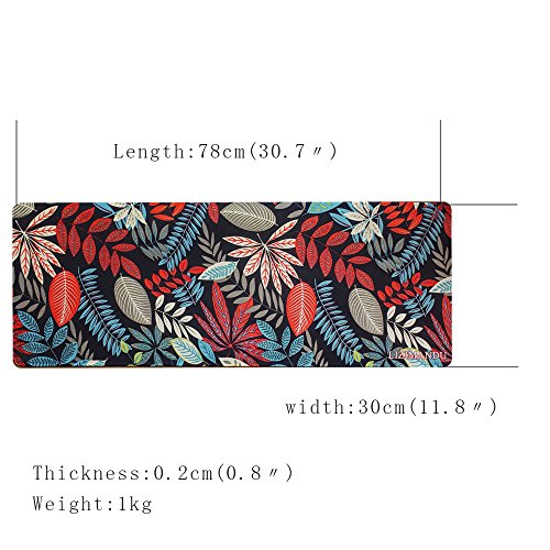 Lizimandu XXL Gaming Mauspad,Wasserdicht Control Gaming und Office Extended Mouse Pad, Abmessung 800x300x2mm,Rubber Base mit Anti-Rutsch-Funktion für Computer Schreibtisch Briefpapier Zubehör Mause Pads 31.5“×11.8“(Ahornblätter/Maple Leaves) - 3