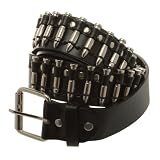 1 fila bala de plata tachonado Detalle en PU Negro Cinturón