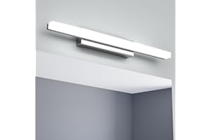 Yafido Aplique Espejo Baño Interior LED 40CM luz Baño Lámpara de Pared Espejo Iluminación para Maquillaje 9W Blanco Frío 6000K 800LM Plata No-regulable