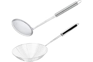 AIERACZY Schiumarola, Colino in Acciaio Inox, Ragno Cucina con Manico Lungo, Schiumarola Scolapasta per Cucinare in Cucina, Grigliare, Cuocere a Vapore e Scolare