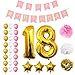 Produktbild 18. Geburtstag Luftballons Happy Birthday Banner Party Zubehör Set & Dekorationen von Belle Vous  Große Folienballons für den 18. Geburtstag  Gold, Weiß & Pink Latex-Ballon-Dekoration - Dekor für alle jungen Erwachsenen geeignet
