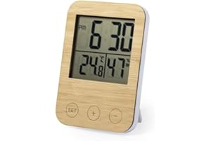 BEGOON Estación meteorológica – Termómetro – Higrómetro – Madera Bambú – Regalo