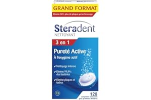 Stéradent - Comprimés Nettoyant Pureté Active 128 Comprimés - Prix Unitaire - Livraison Gratuit En France Métropolitaine Sous 3 Jours Ouverts