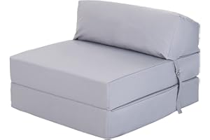 Ready Steady Bed Chaise Pliante Z-Fold Confortable | Canapé-lit Futon léger | Housse Souple et résistante à l'eau | Matelas Zbed de Conception Ergonomique (Argent)