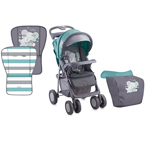 LORELLI BABY STROLLER FOXY+FOOTCOVER GREEN ELEPHANT buggy pushchair pram infant
