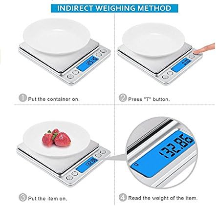 Precision Electronic Scale 500g 0.01g + Two Pocket + Batteries with LCD Display