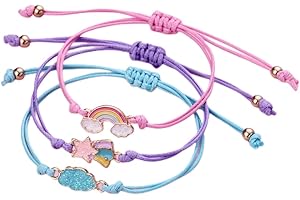 Lucien 3 Stück Armband Mädchen, Freundschaftsarmband Kinder Einstellbare Geflochten Armband, Regenbogen Rrmband für Mädchen Geschenke und Kinder Mitgebsel Kindergeburtstag