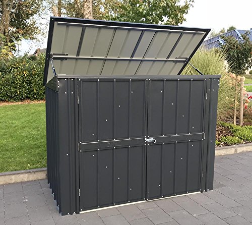 Globel Industries Metallgerätebox und Mülltonnenbox 7×3 Anthrazit // 236x101x132 cm (BxTxH) // Aufbewahrungsbox und Gartengerätebox - 5